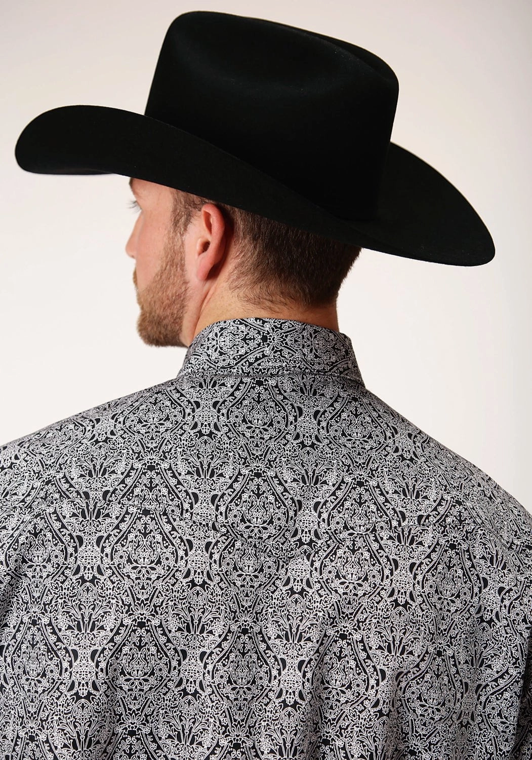 Roper Mens Black 100% Cotton Medallion Paisley L/S Tall Shirt Water Repellent Finish Unisex Choice