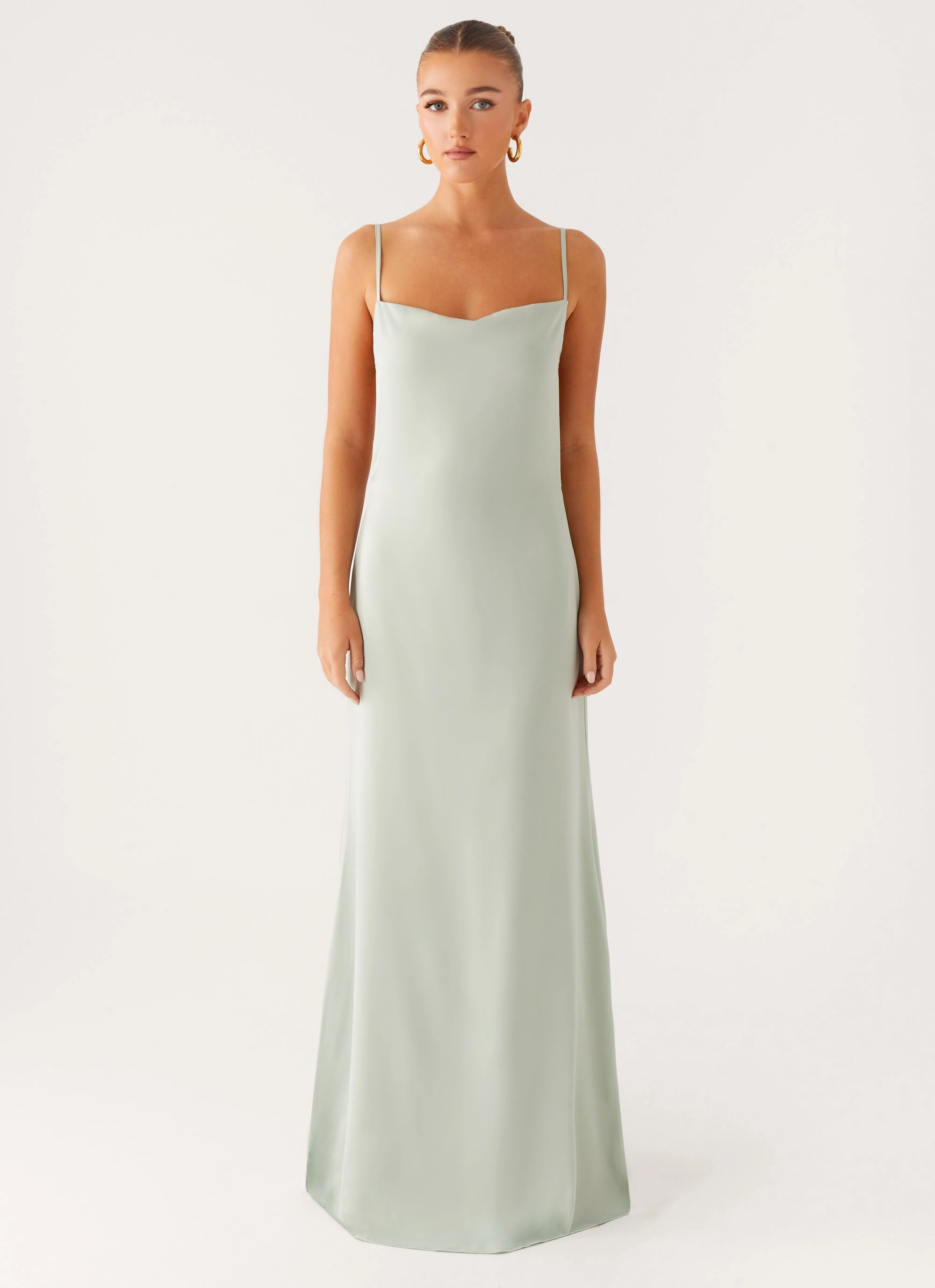 velvet feel Yves Maxi Dress - Mint