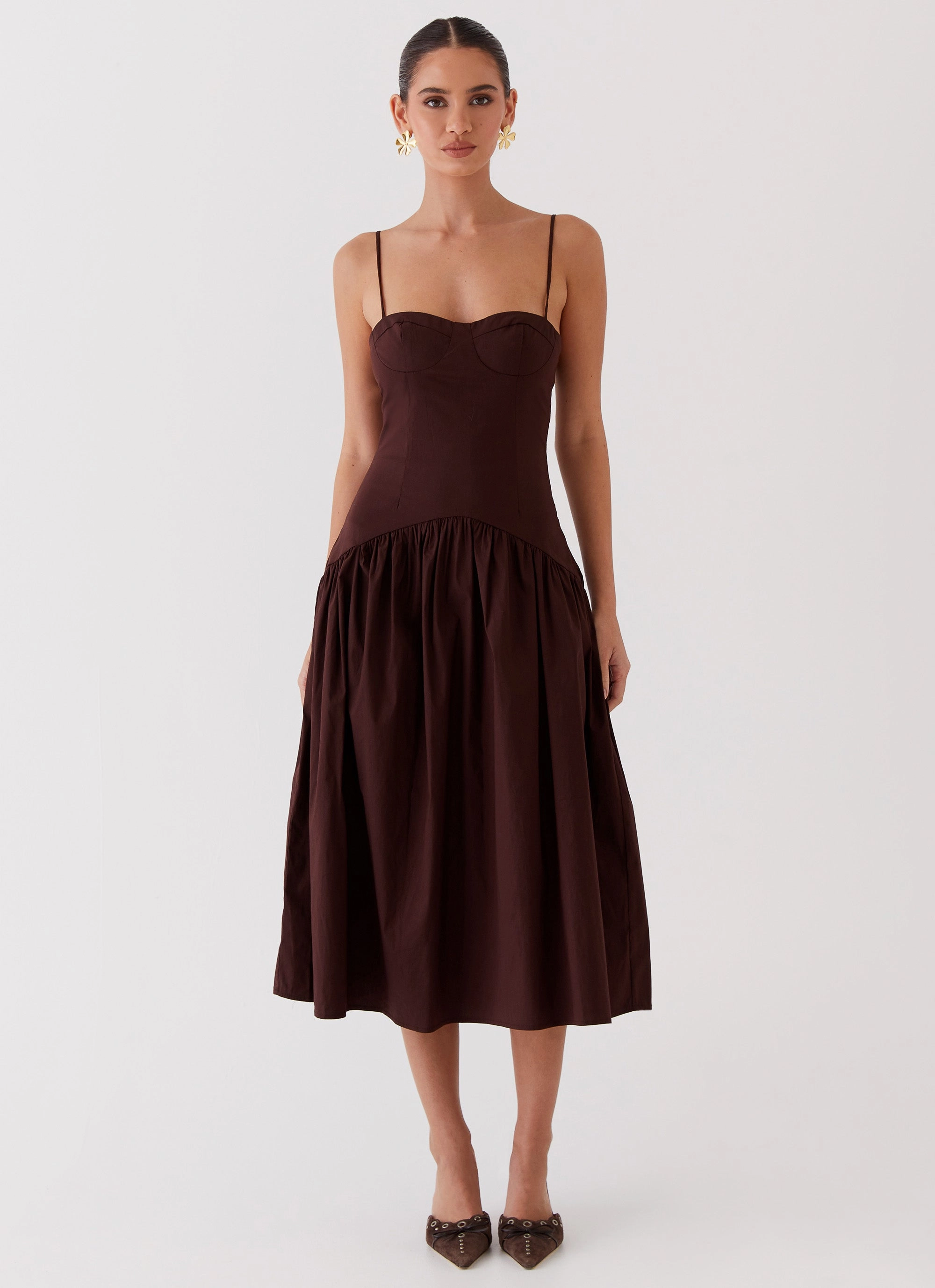 Yvette Corset Midi Dress - Chocolate Chilly Day Wear