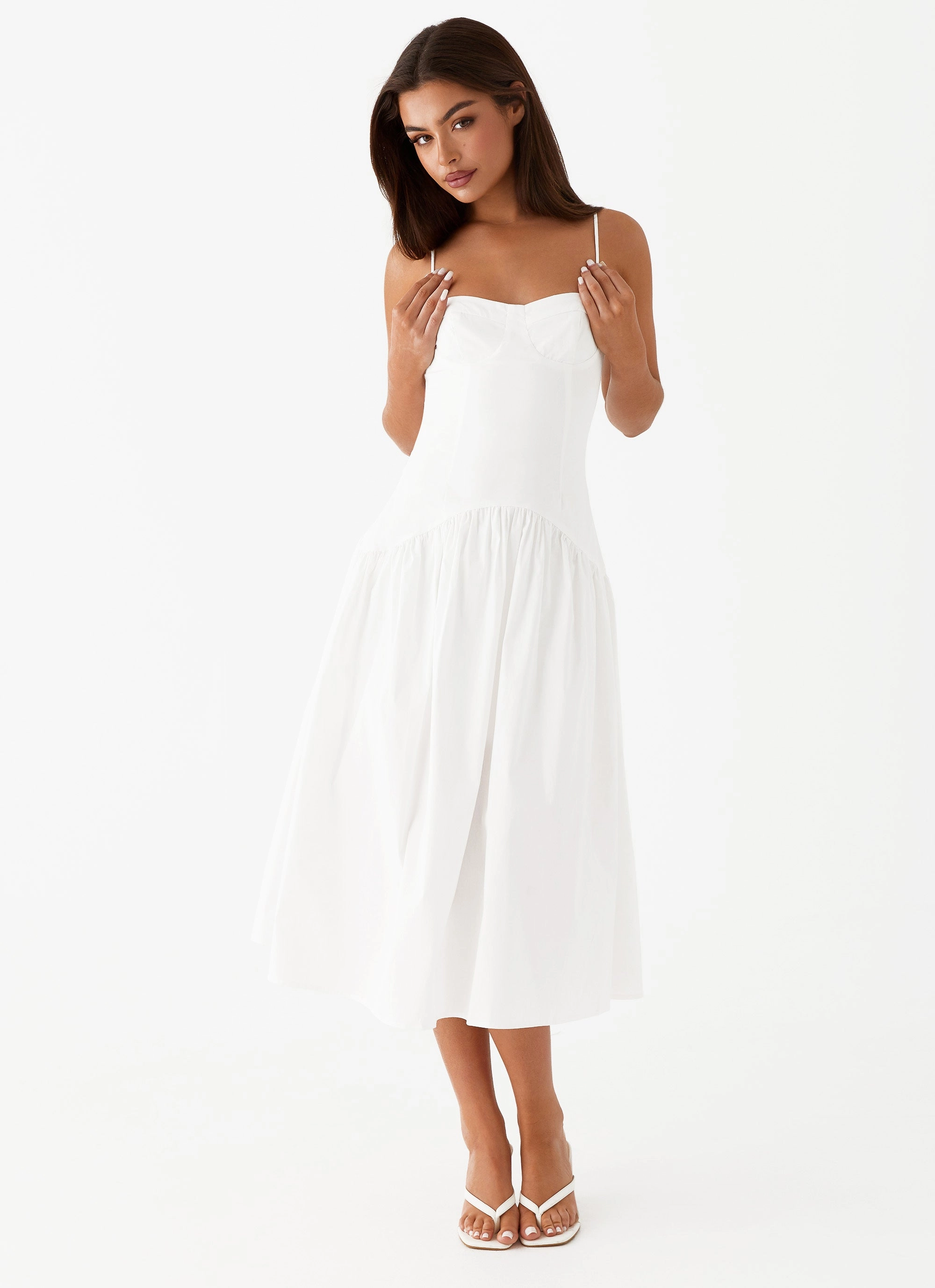 Polished Wear Yvette Corset Midi Dress - White