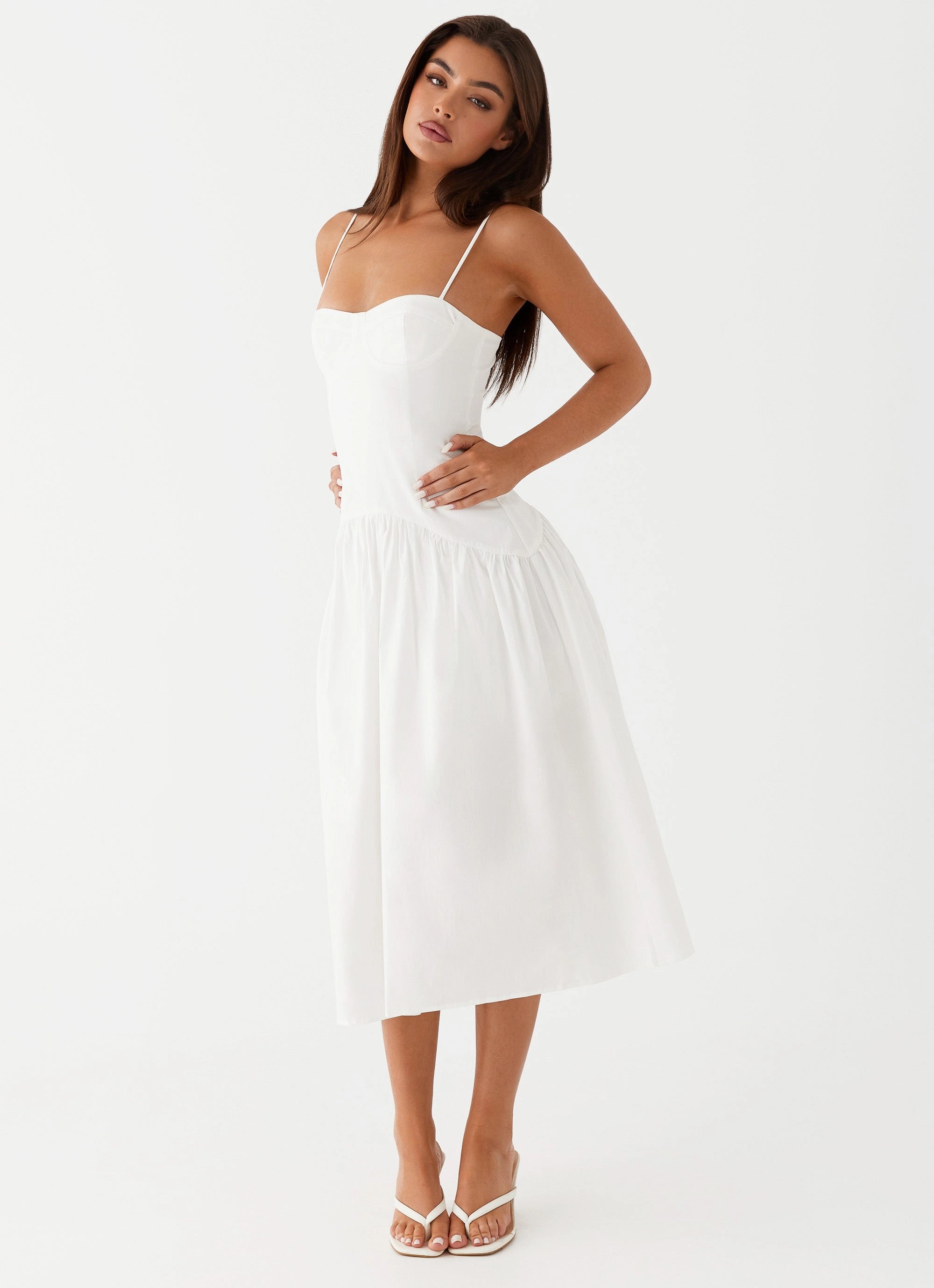 Light Outfit Yvette Corset Midi Dress - White
