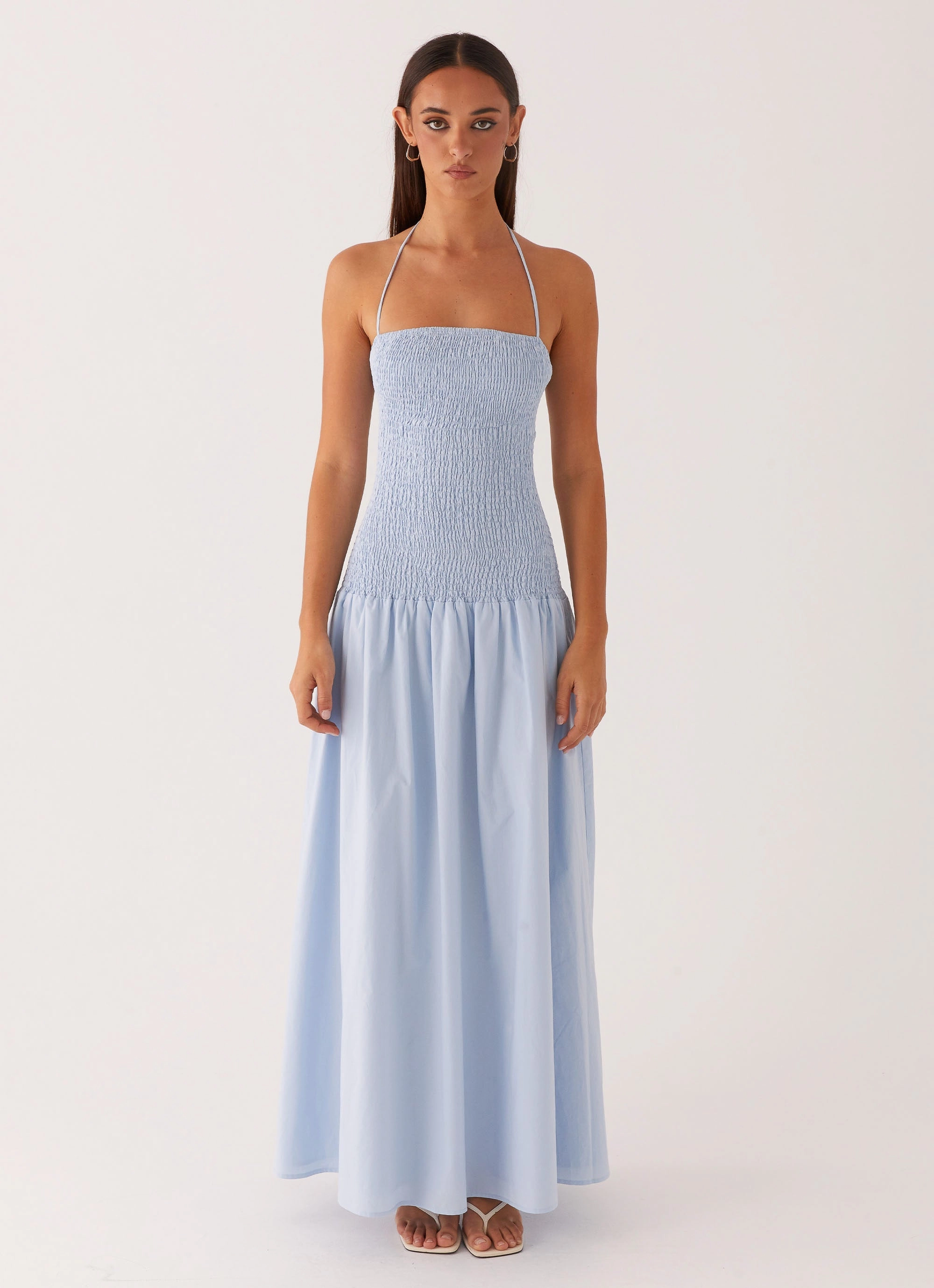 Zahra Maxi Dress - Blue Cool Elegance Flare Breeze