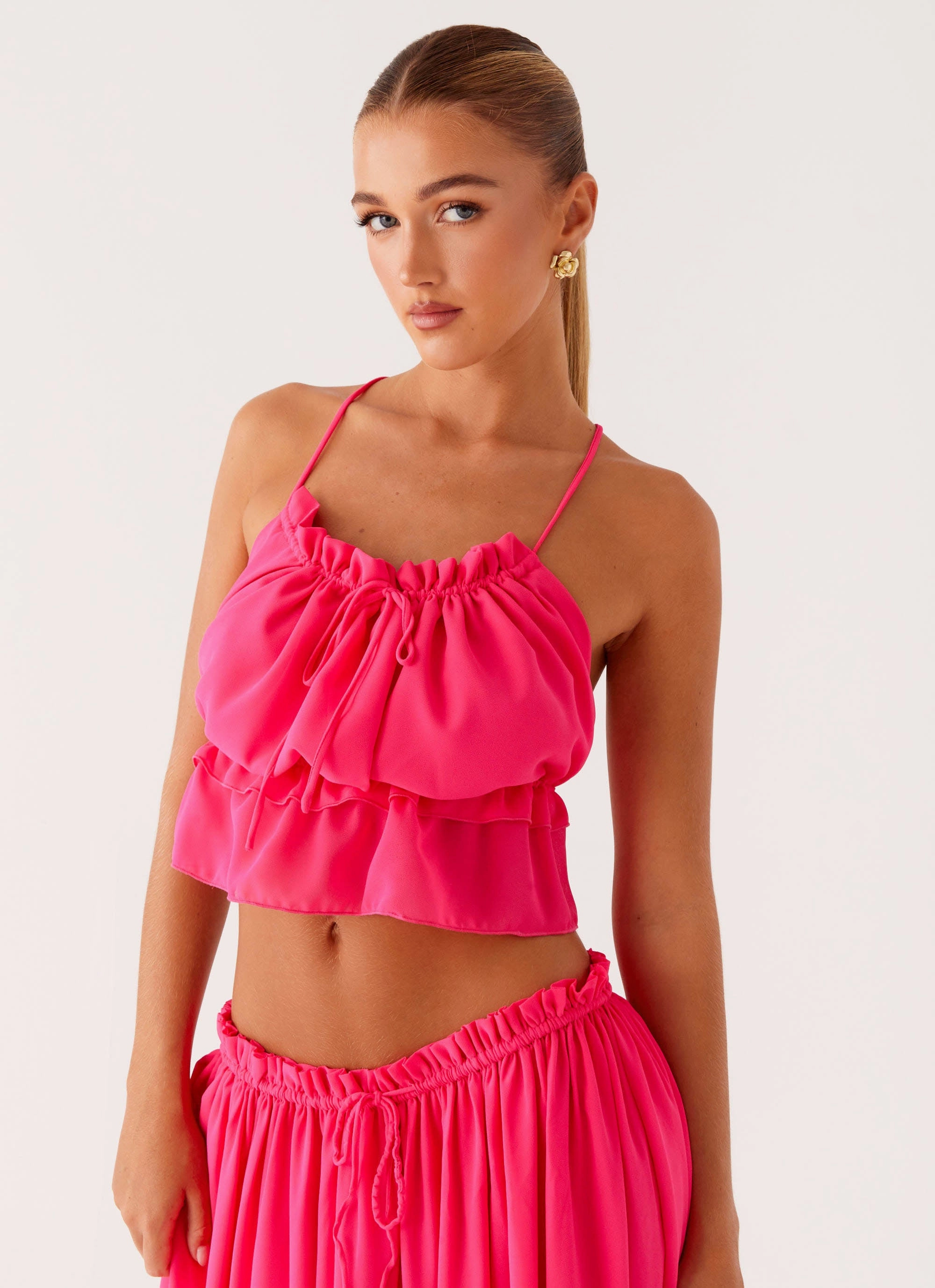 summer top Wind Resistant Fabric Zaya Backless Top - Fuchsia
