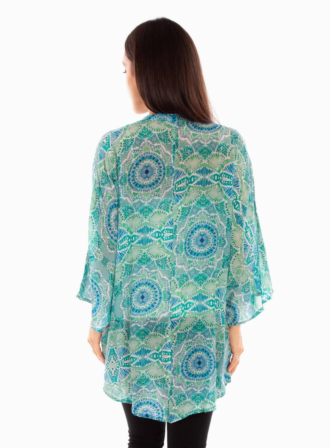 Weekend Style Scully Womens Beautiful Print Aqua Viscose Kimono