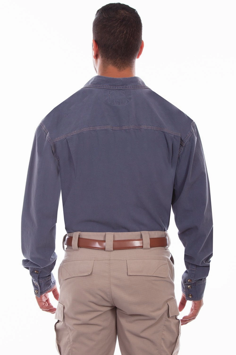 Sustainable production Scully Mens Vallarta Blue 100% Cotton Outdoor L/S Shirt