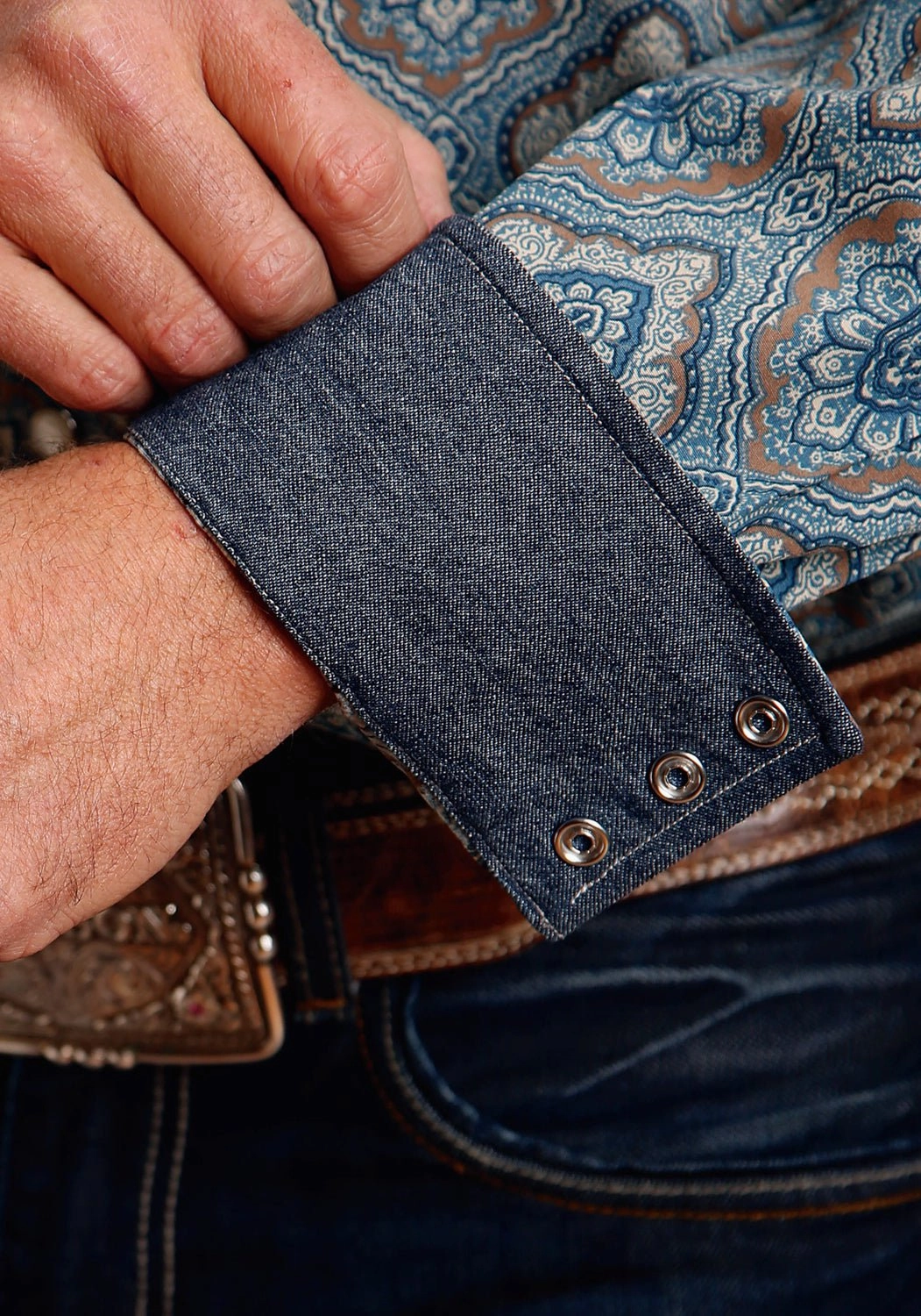 Exclusive Collection Stetson Mens Sierra Paisley Blue 100% Cotton L/S Shirt