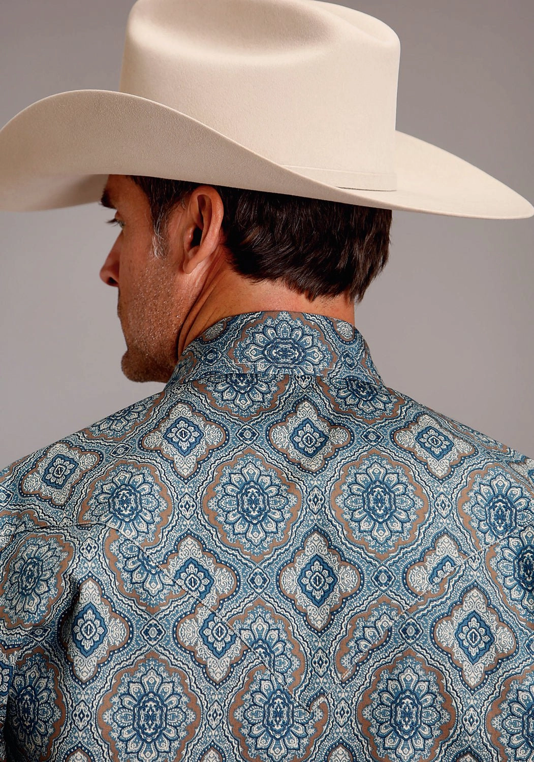 Loose Fit Layering Essential Stetson Mens Sierra Paisley Blue 100% Cotton L/S Shirt