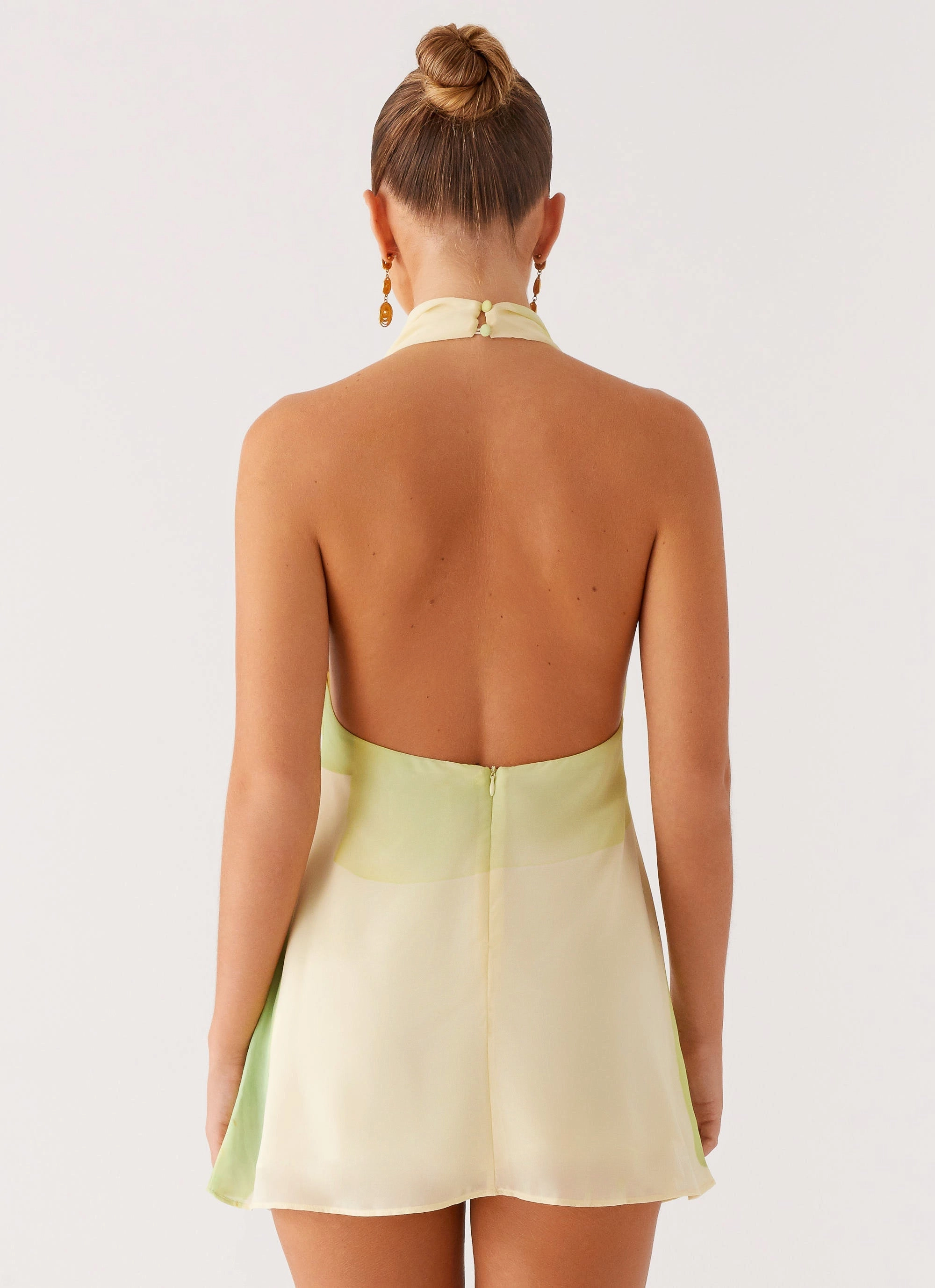 Versatile Cut Zofia Cowl Neck Mini Dress - Green Floral