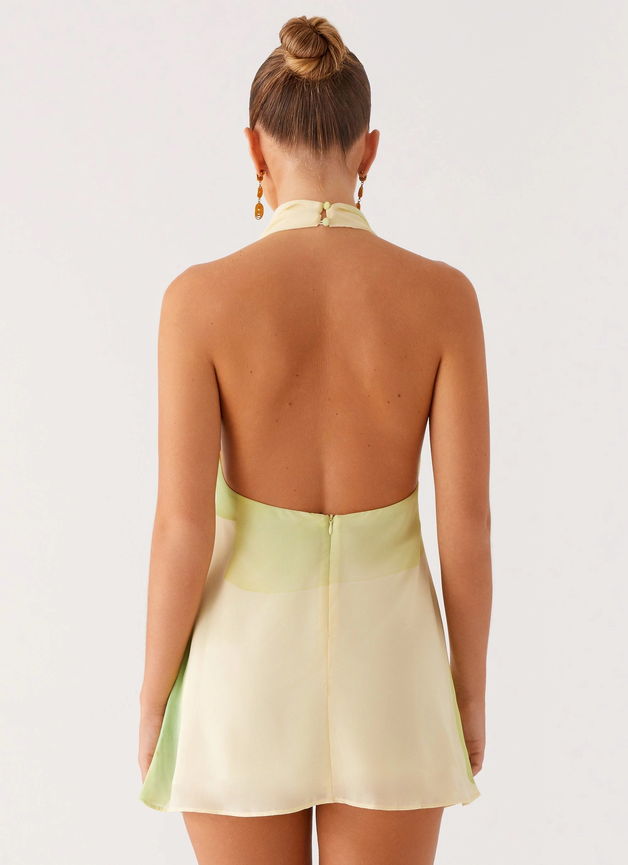 All-Weather Jacket Zofia Cowl Neck Mini Dress - Green Floral