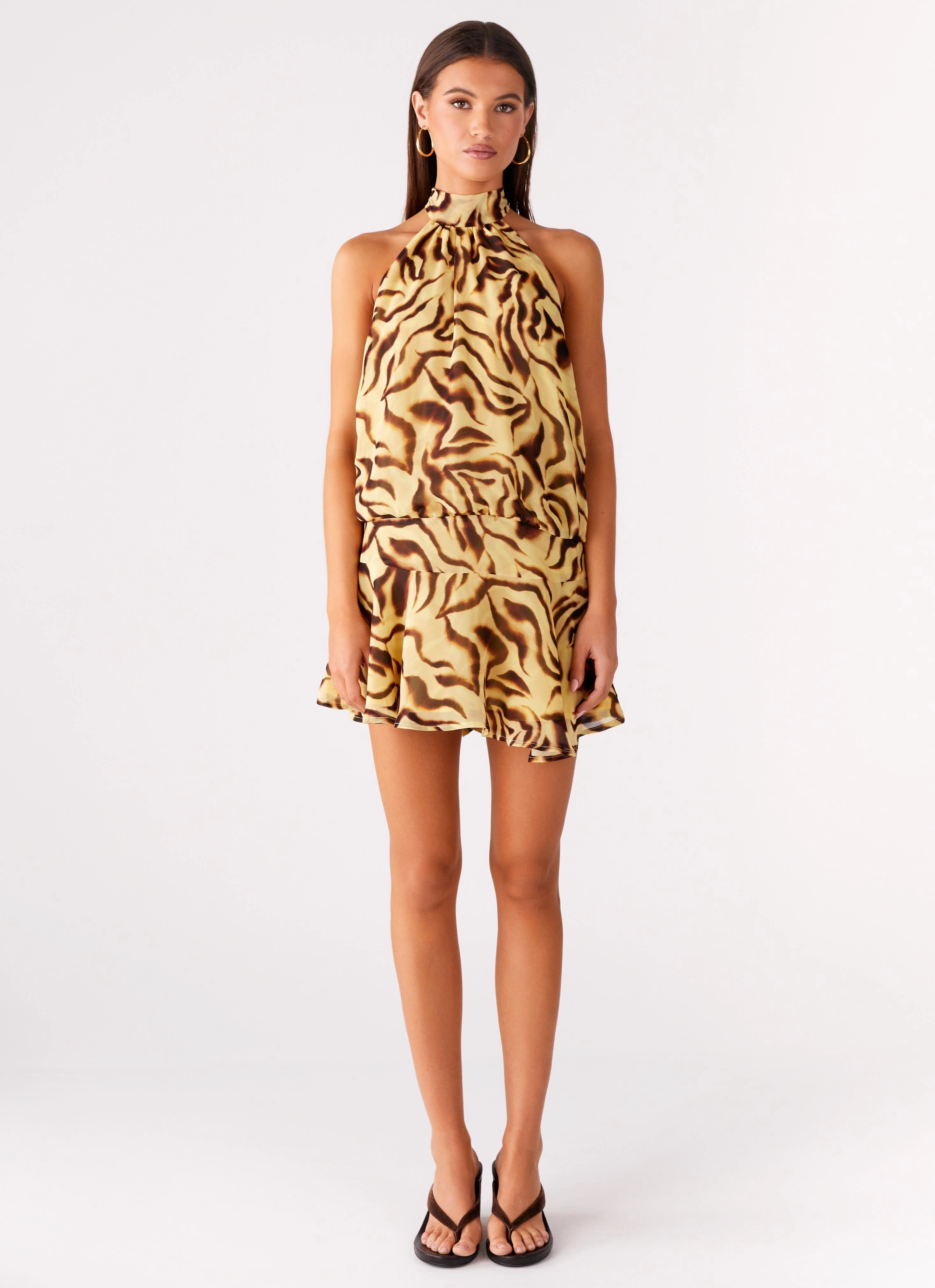 Zulla Backless Mini Dress - Laguna Print All-Season Coat Versatile Coat